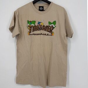 Thrasher Magazine Mens Tan Graphic T Shirt Size Medium Skate Grunge